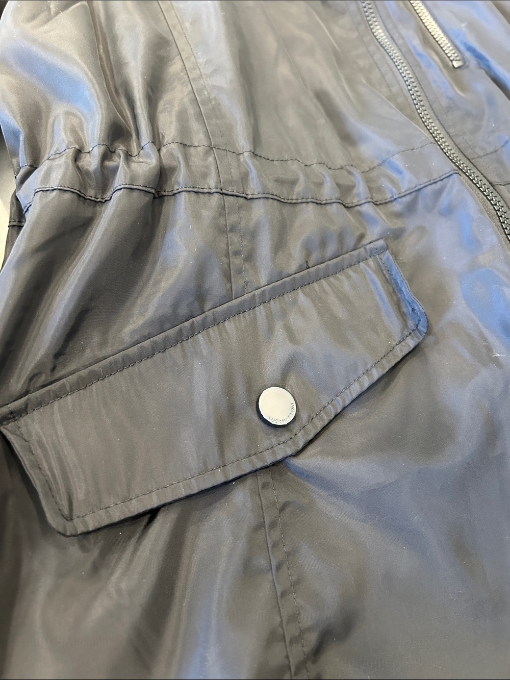 Lucky Brand Women’s Black Anorak Hooded Raincoat Minimalist Large - Picture 9 of 16